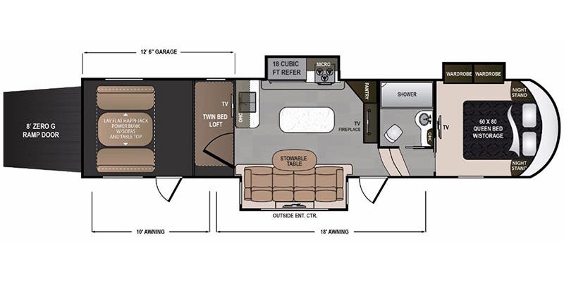 2019 Dutchmen Voltage V3655 - Floorplan 1