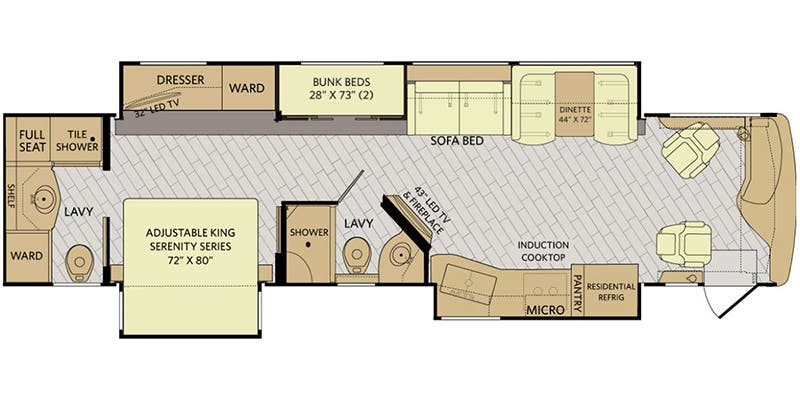 2018 Fleetwood DISCOVERY 38N floorplan