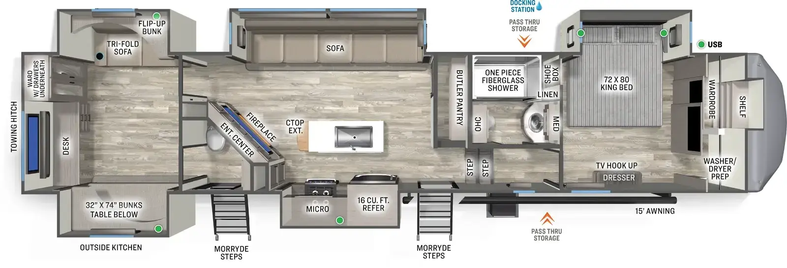 2027 Forest River Sandpiper 3844QUAD floorplan