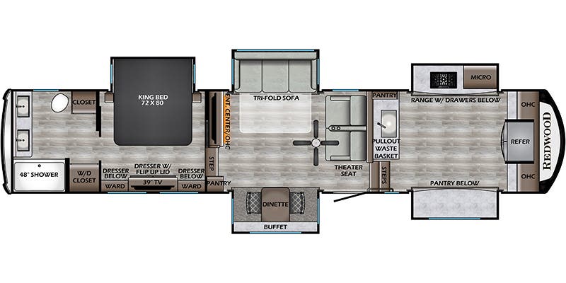 2021 CrossRoads Redwood RW3981FK - Floorplan 1