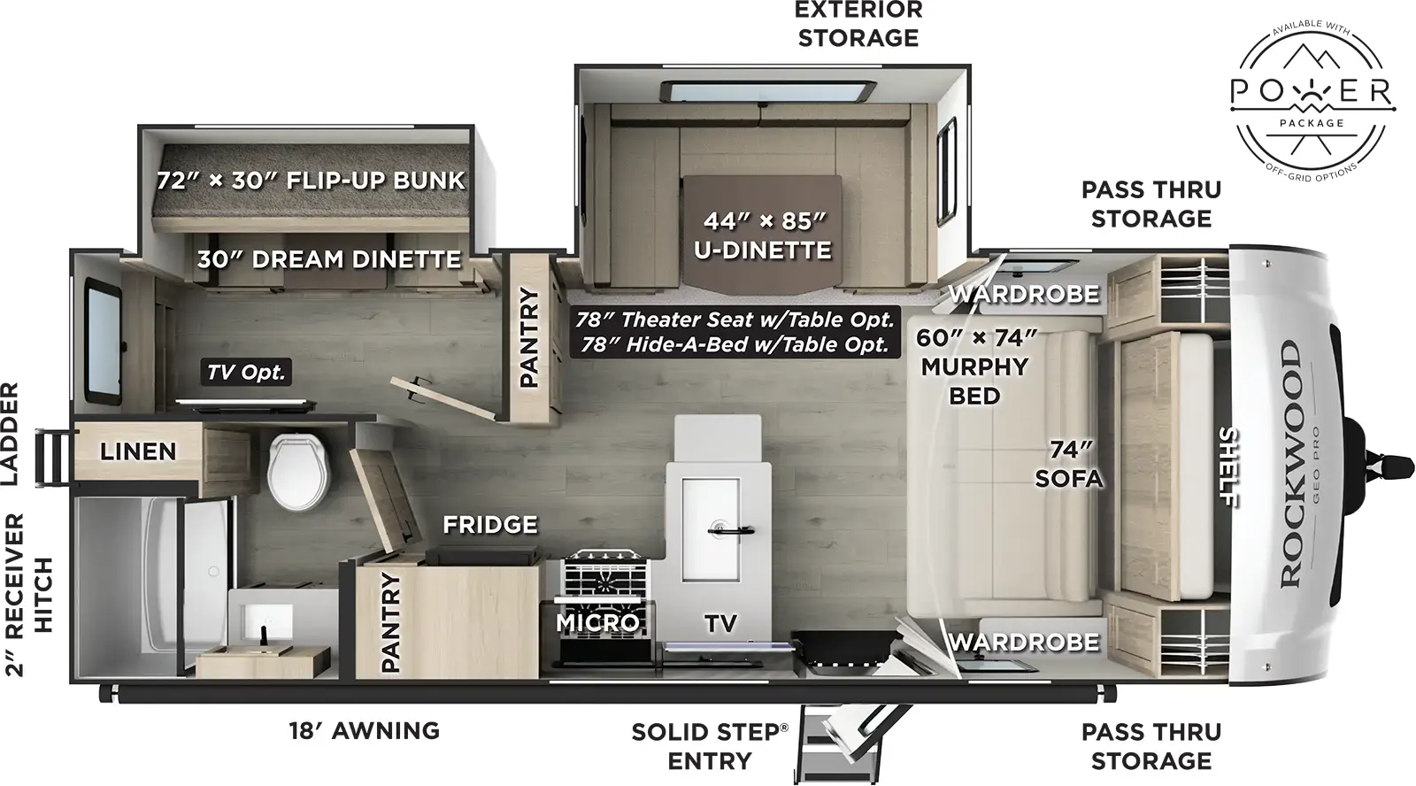 2026 FOREST RIVER ROCKWOOD MINI LITE 2519S - Floorplan 1