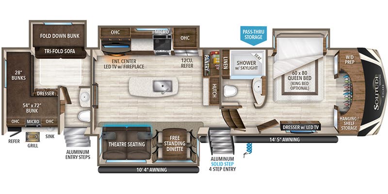 2019 GRAND DESIGN SOLITUDE 3740BH - Floorplan 1