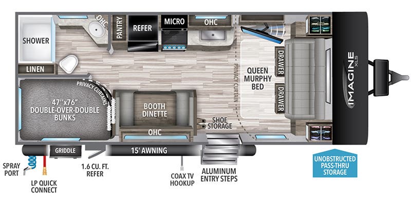 2024 Grand Design Imagine XLS 21BHE floorplan