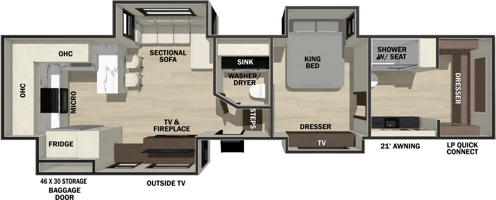 2026 Forest River Cedar Creek 385RK - Floorplan 1
