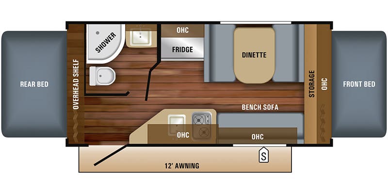 2018 Jayco Jay Feather 7 16XRB - Floorplan 1