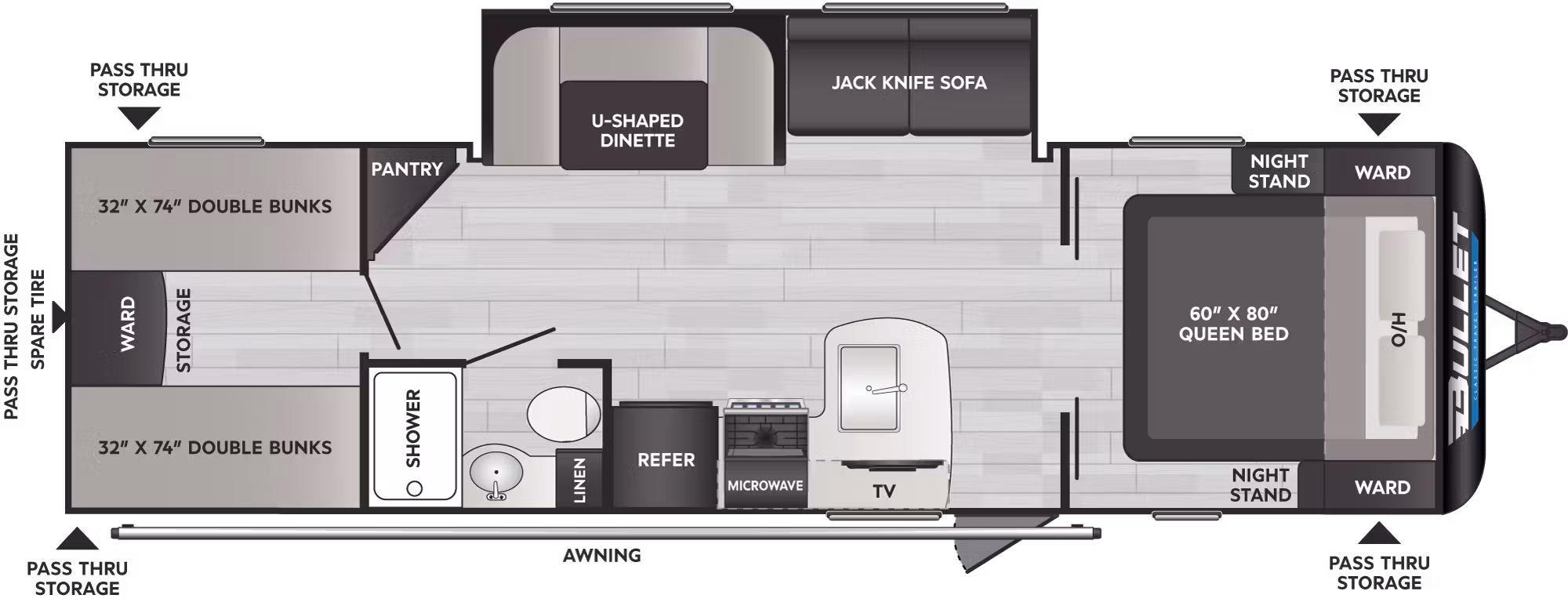 2025 Keystone Bullet Classic East 2840QB floorplan