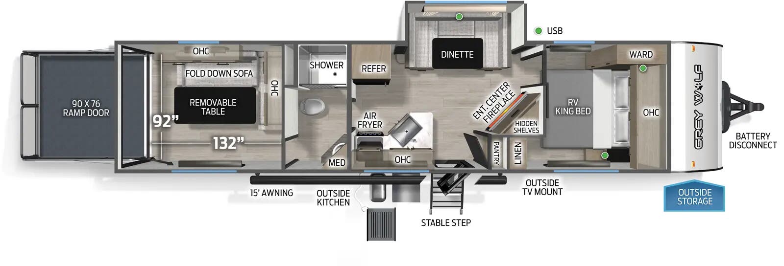 2026 Forest River Cherokee Grey Wolf 28RRT - Floorplan 1