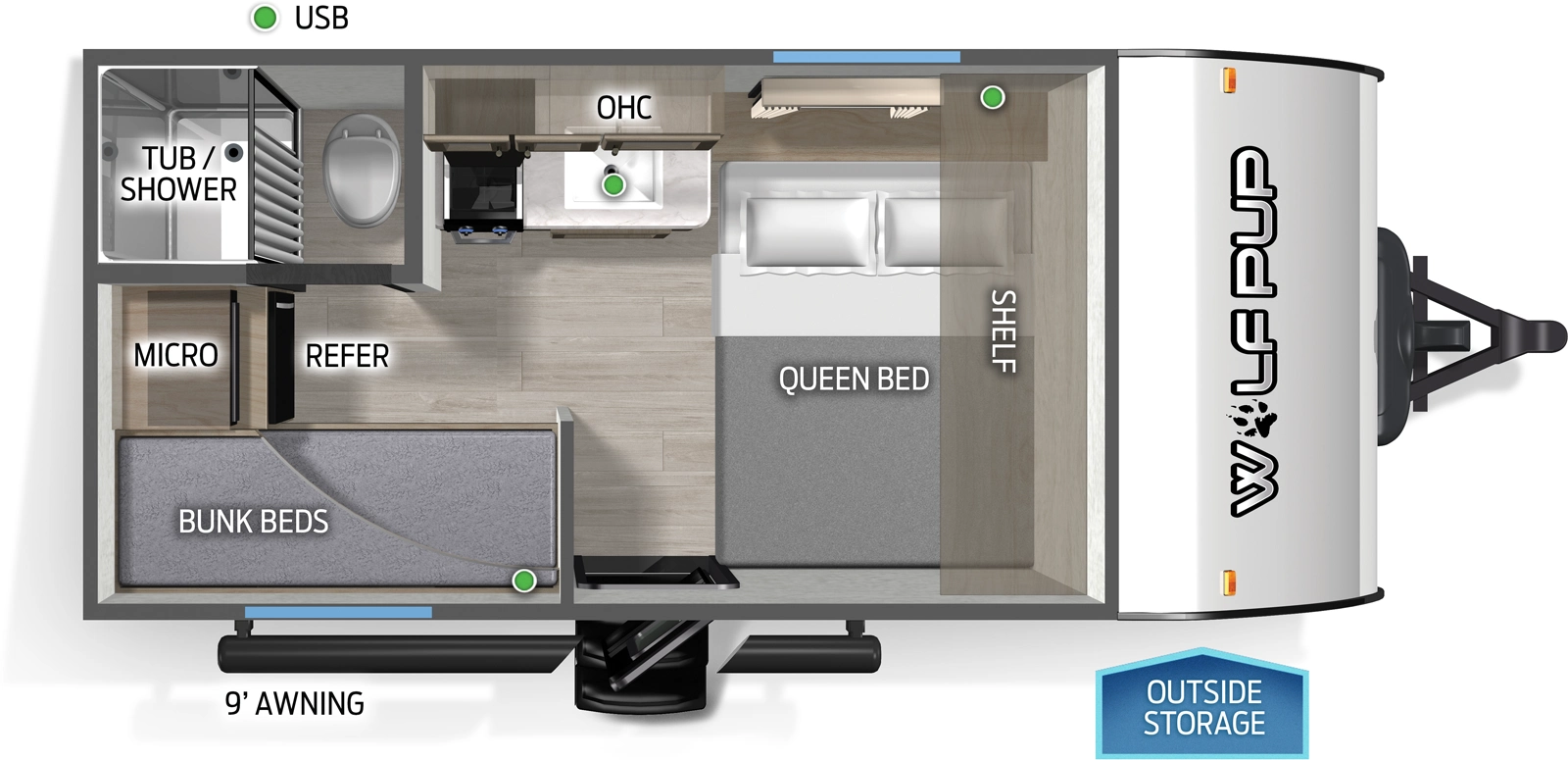 2026 Forest River Wolf Pup 14BHLP - Floorplan 1