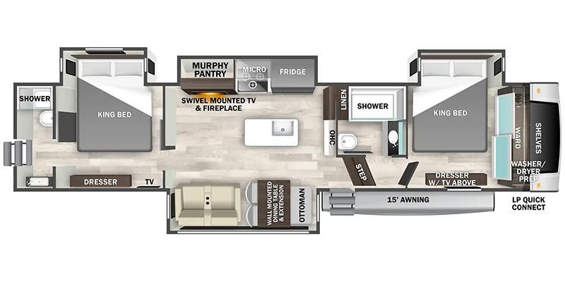 2026 Forest River Cedar Creek Experience 38DB - Floorplan 1