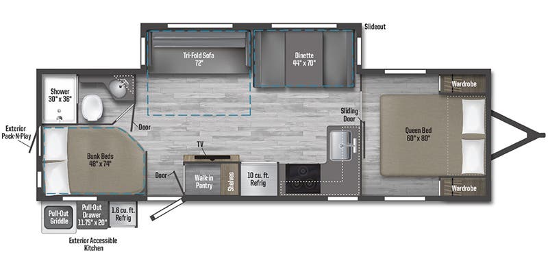 2024 WINNEBAGO MINNIE 2801BHS floorplan