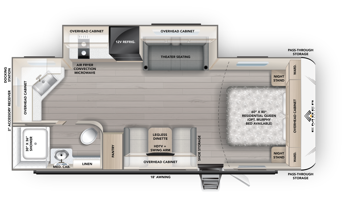 2026 Ember RV E-Series 22MLQ - Floorplan 1