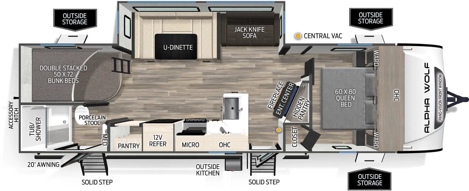 2026 Forest River Cherokee Alpha Wolf 26DBH - Floorplan 1