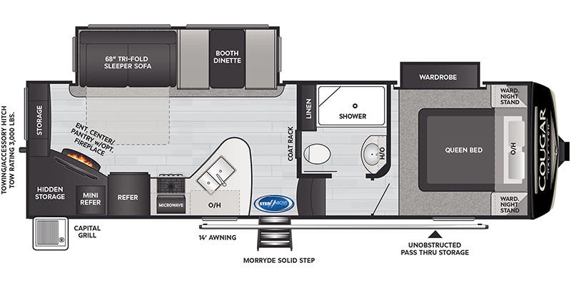 2023 Keystone Cougar Half-Ton 25RES - Floorplan 1