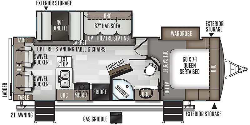 2020 Forest River Flagstaff Super Lite 26RLSW - Floorplan 1