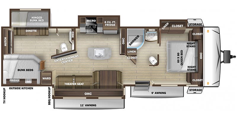 2020 MESA RIDGE 328BHS - Floorplan 1