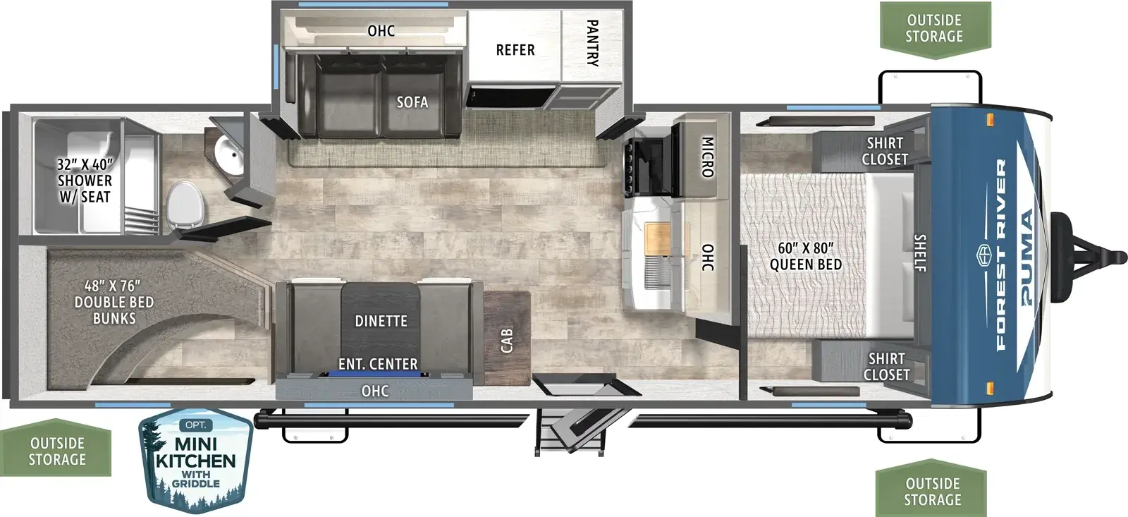 2027 PALOMINO PUMA 25BHS - Floorplan 1