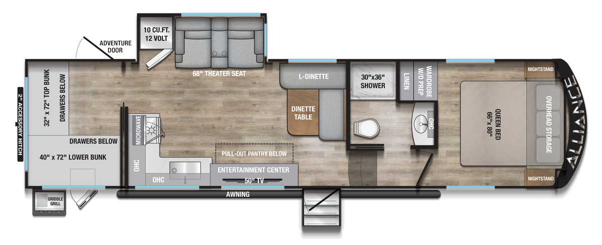 2027 Alliance RV Avenue 29BH - Floorplan 1