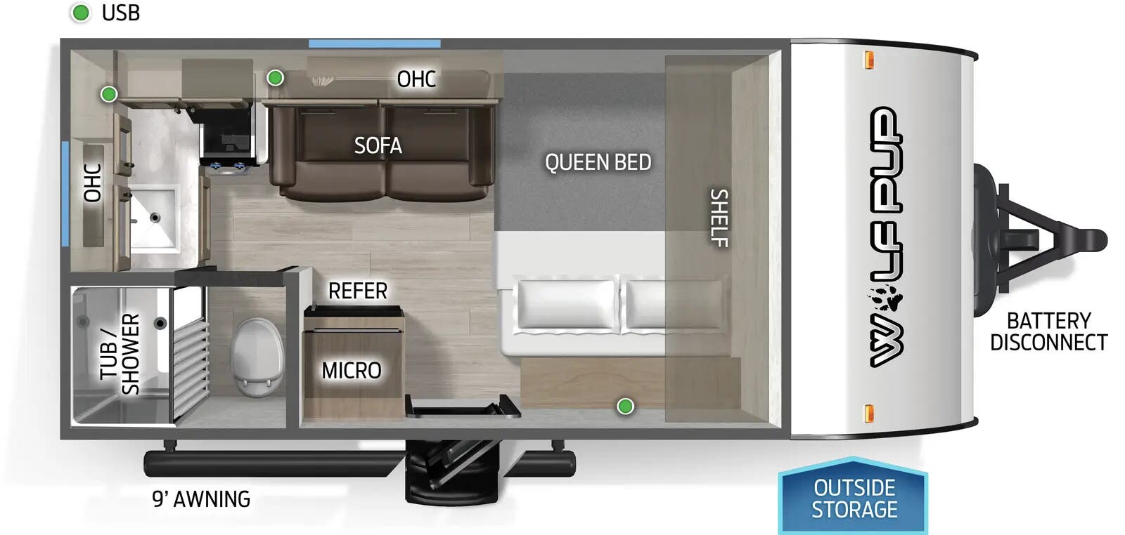 2026 FOREST RIVER CHEROKEE WOLF PUP 14RKLP (14RKW) - Floorplan 1