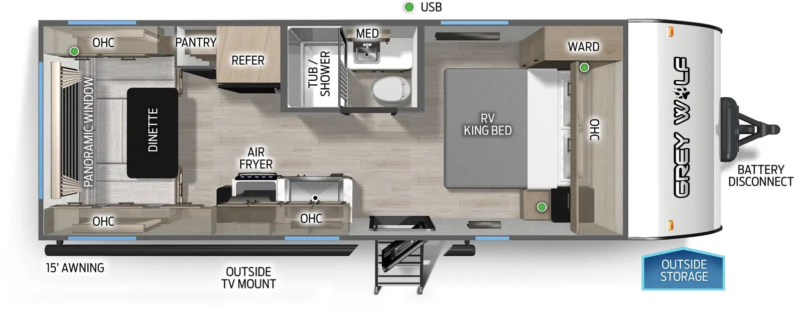 2027 Forest River Cherokee Grey Wolf 20RDSE - Floorplan 1