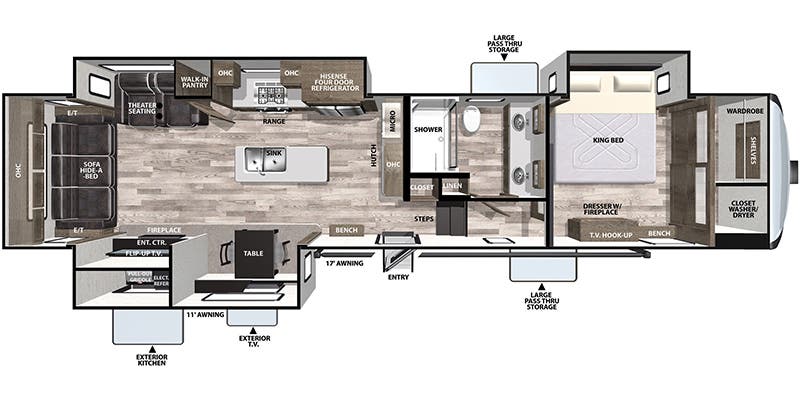 2020 Forest River Cardinal Luxury 345RLX - Floorplan 1