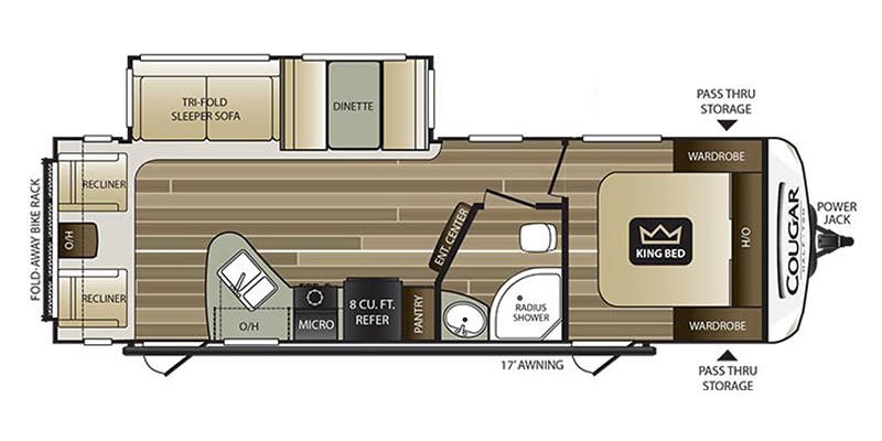 2019 Keystone RV Cougar X-Lite 27SAB - Floorplan 1