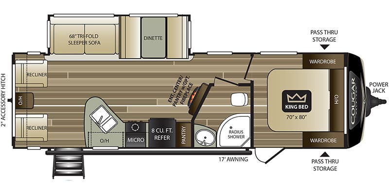 2020 Keystone Cougar Half-Ton East 27SAB floorplan