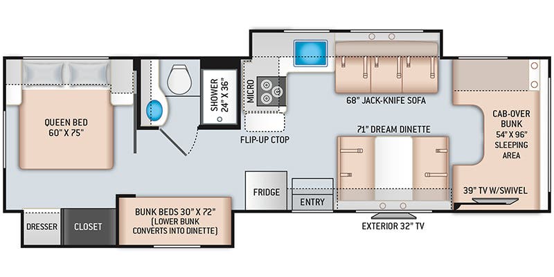 2021 Thor Motor Coach Freedom Elite 30FE floorplan