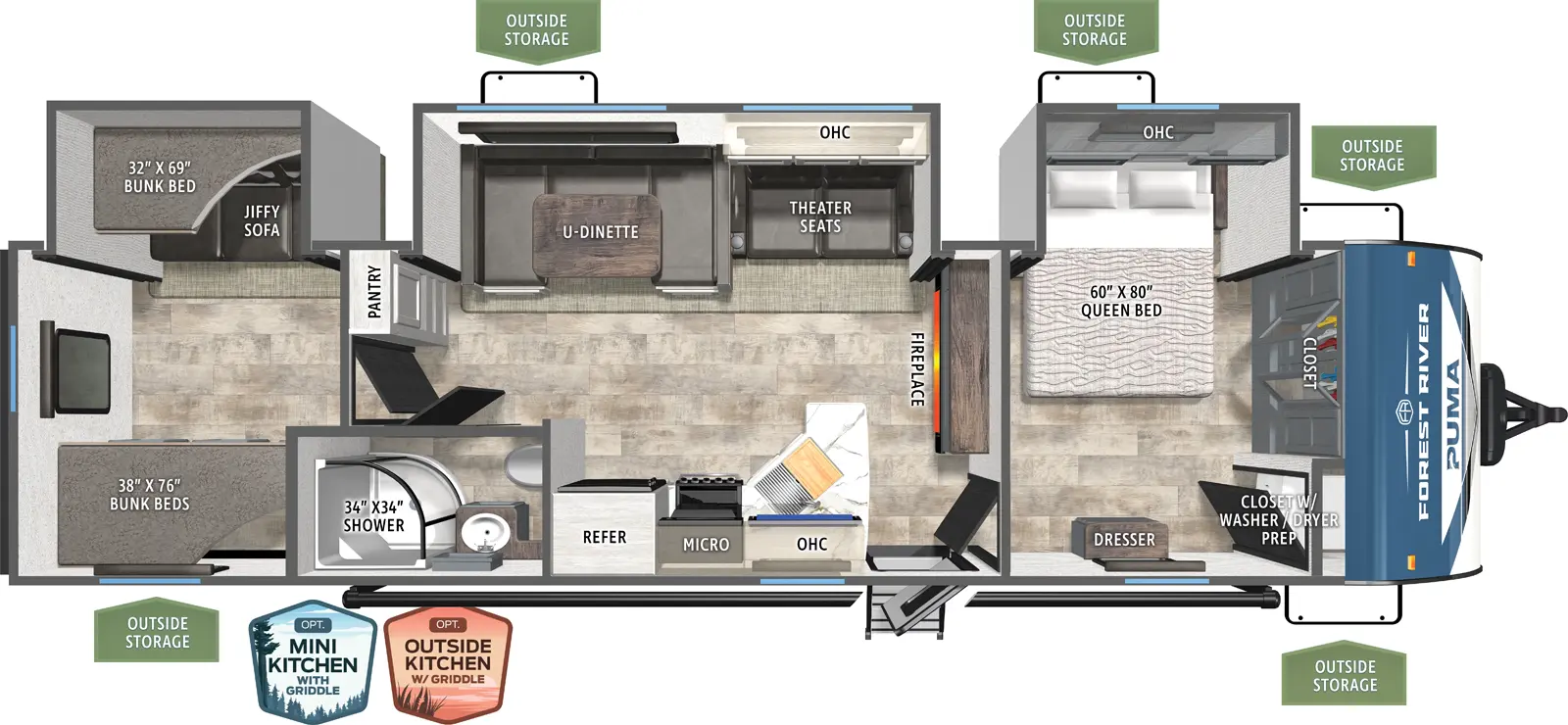 2026 PALOMINO PUMA 32RBFQ 2B - Floorplan 1