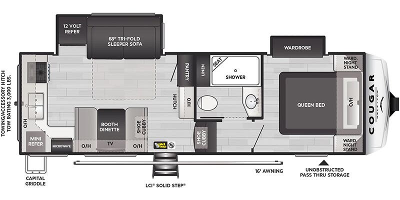 2027 Keystone Cougar Half-Ton 23MLE - Floorplan 1