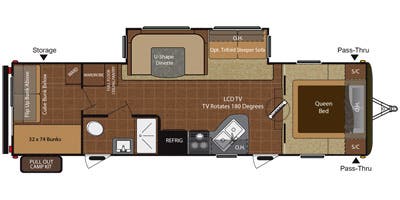 2014 Keystone Hideout 29BHS floorplan