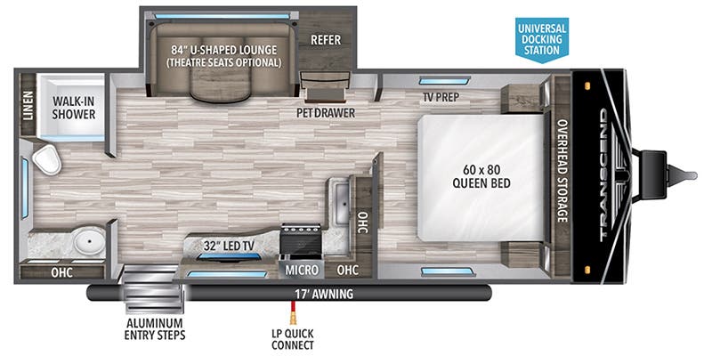 2023 Grand Design Transcend XPLOR 221RB - Floorplan 1