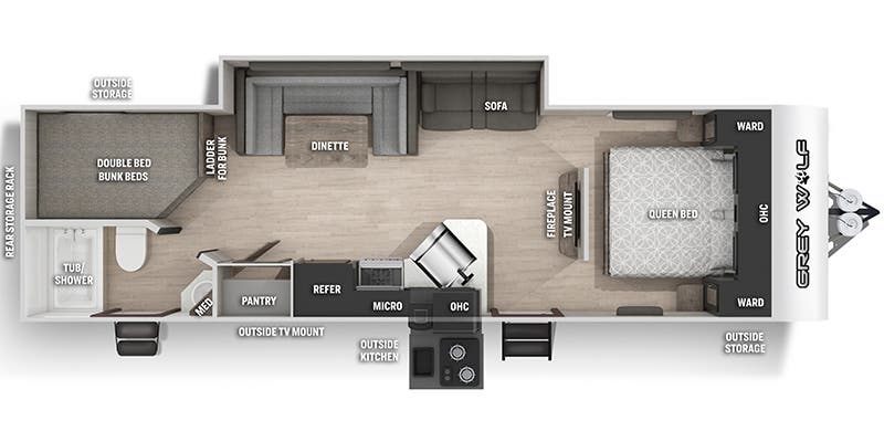 2022 Forest River Cherokee Grey Wolf 26DBH - Floorplan 1