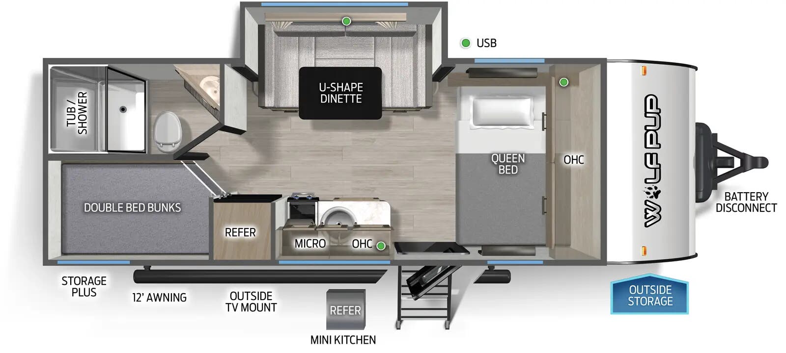 2026 Forest River Cherokee Wolf Pup 17JW - Floorplan 1