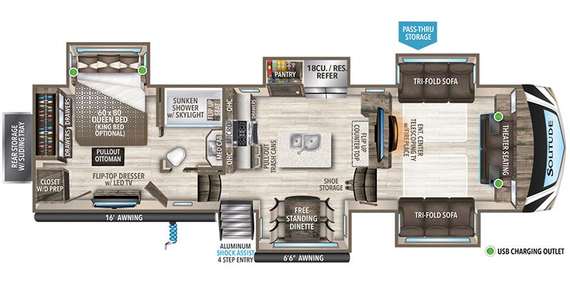 2023 Grand Design Solitude 346FLS - Floorplan 1