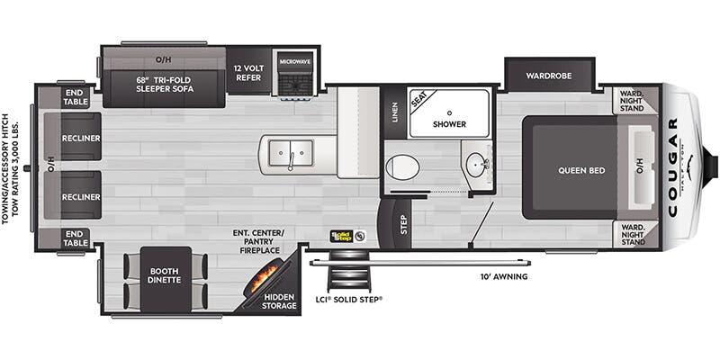 2025 Keystone Cougar Half-Ton 27SGS - Floorplan 1