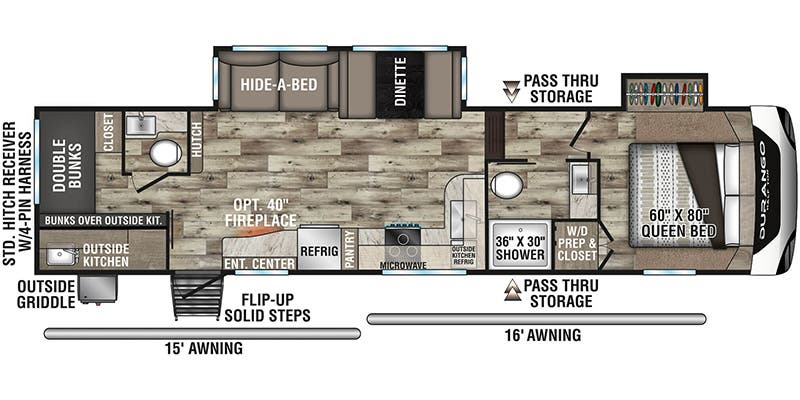 2022 KZ RV Durango Half-Ton D274BHD - Floorplan 1
