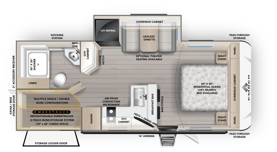 2027 Ember RV E-Series 22ETS floorplan