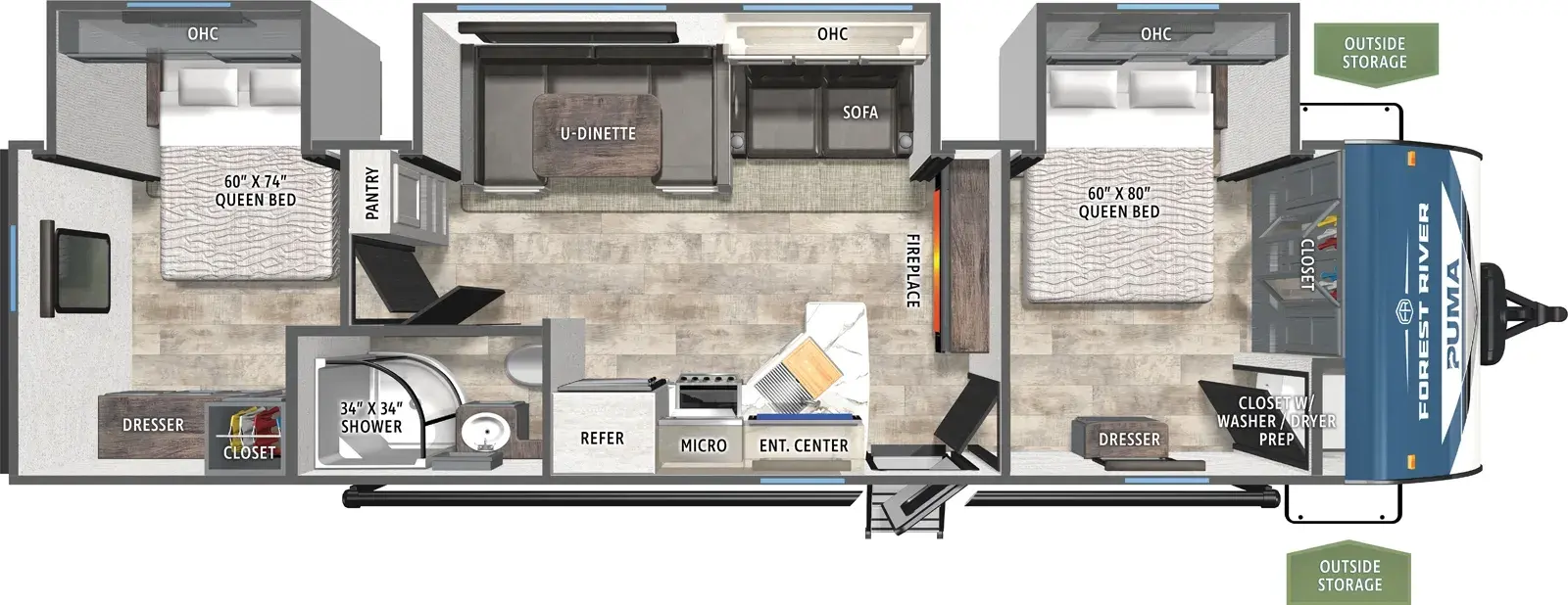 2027 PALOMINO PUMA 32RBFQ 2B - Floorplan 1