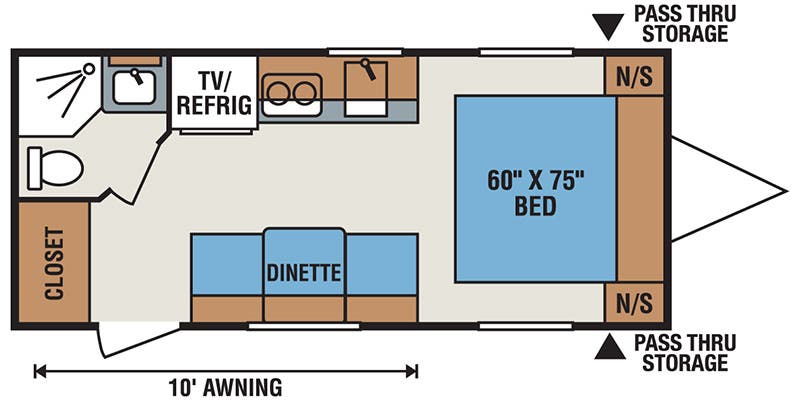 2018 KZ RV Sportsmen Classic 160QB - Floorplan 1