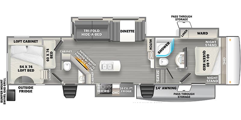 2023 Forest River Sandpiper 3440BH floorplan