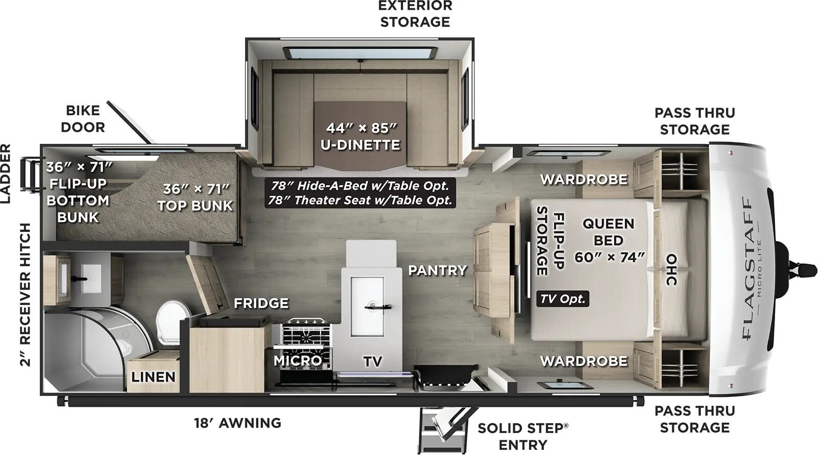 2027 Forest River Flagstaff Micro Lite 25DBH - Floorplan 1