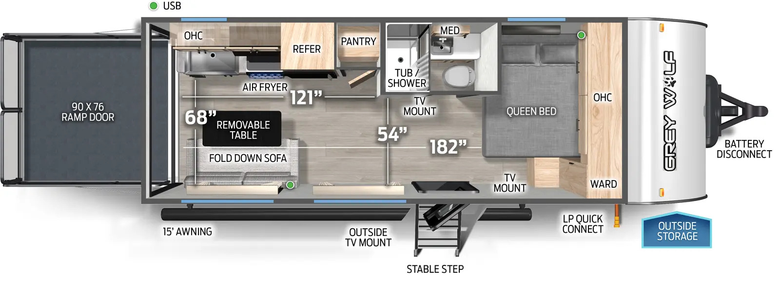 2026 Forest River Cherokee Grey Wolf Black Label 18RRBL - Floorplan 1
