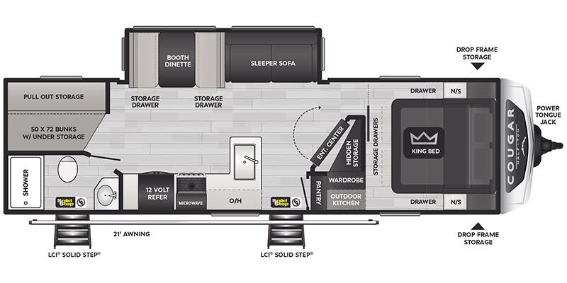 2026 Keystone Cougar Half-Ton East 28BHS - Floorplan 1