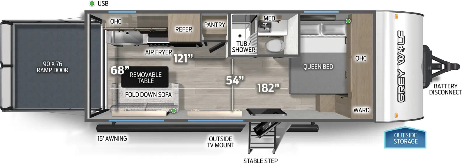 2026 Forest River Cherokee Grey Wolf 18RR - Floorplan 1