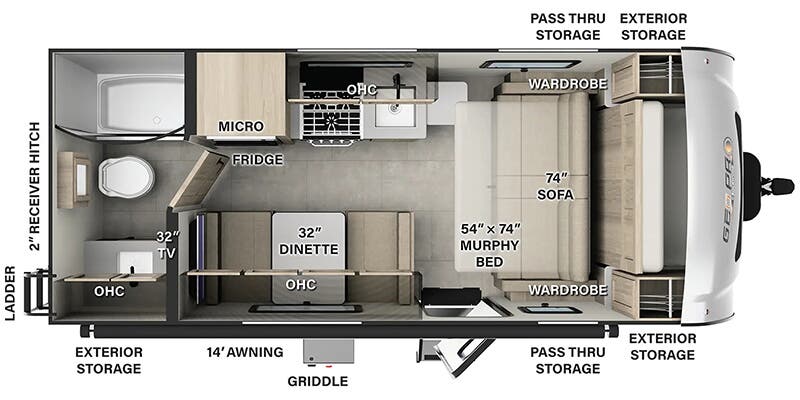 2026 Forest River Rockwood Geo Pro 19FD floorplan