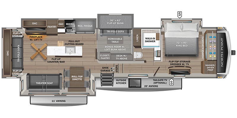 2025 Jayco North Point 377RLBH - Floorplan 1