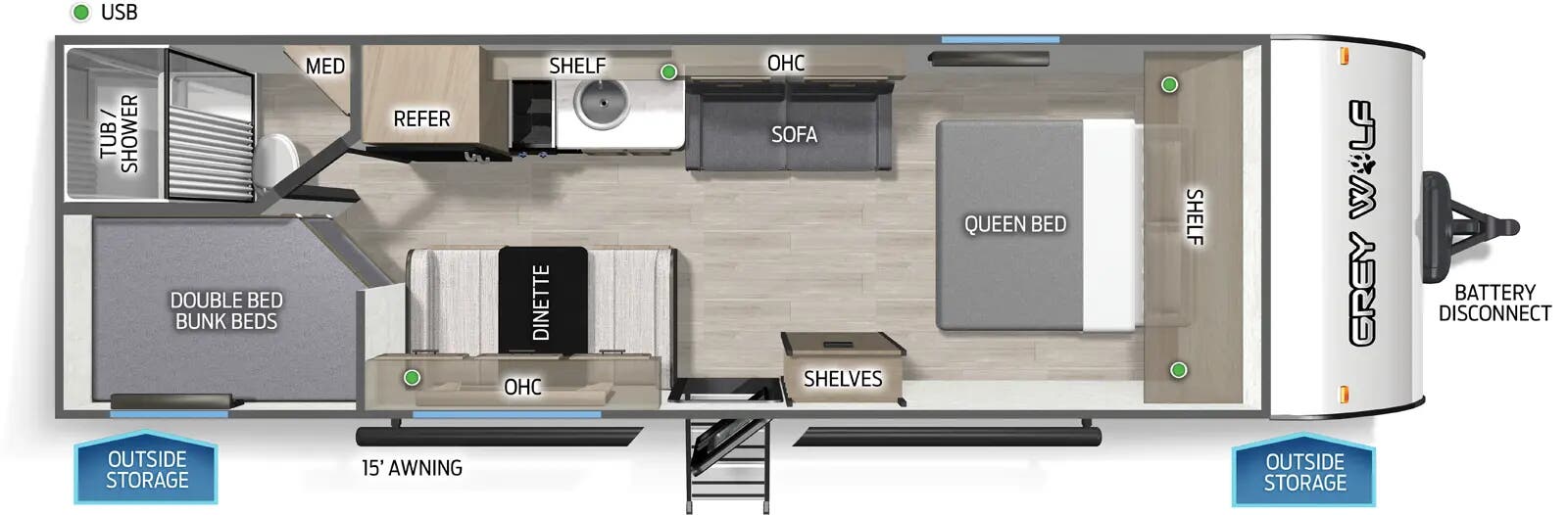 2026 Forest River Cherokee Grey Wolf 26LP - Floorplan 1