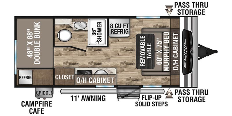 2023 Venture RV Sonic Lite SL170VBH - Floorplan 1
