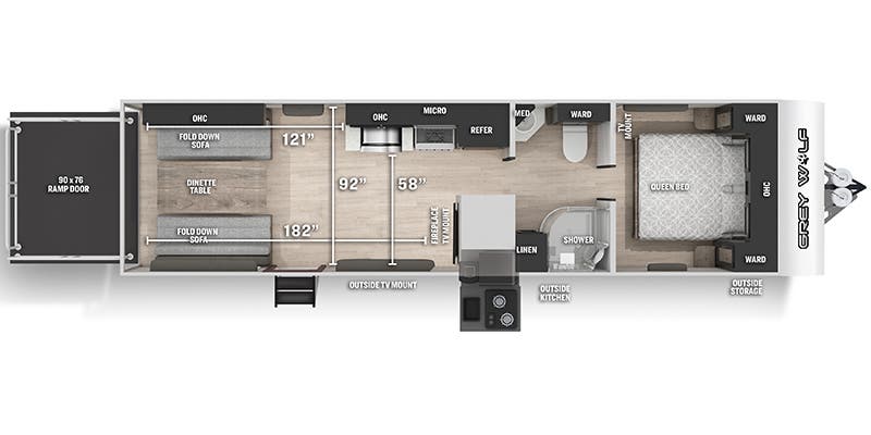 2022 Forest River Cherokee Grey Wolf 26MBRRBL - Floorplan 1