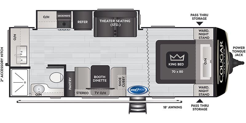 2021 Keystone Cougar Half-Ton West 22MLSWE - Floorplan 1
